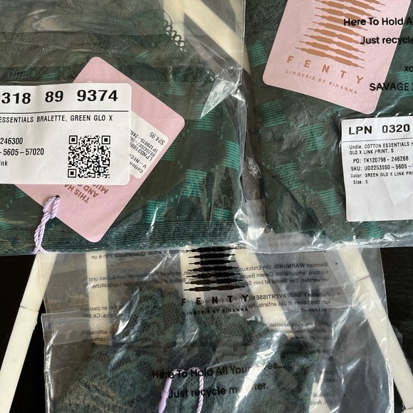 Savage X Fenty Green Glo X Link Cotton Bralette Mid-Rise Thong & High-Leg Bikini - Picture 16 of 16